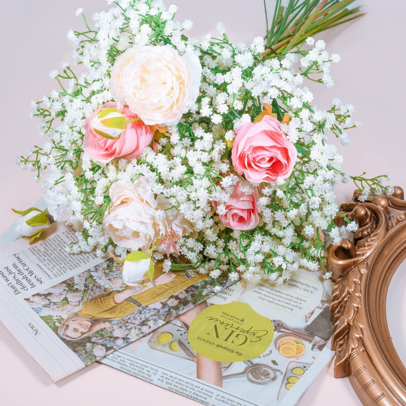 LYLYFAN Babys Breath زهور اصطناعية 18 قطعة من زهور Gypsophila ذات اللمس الحقيقي لحفلات الزفاف ديكور حديقة المنزل باللون الأبيض - Image 4